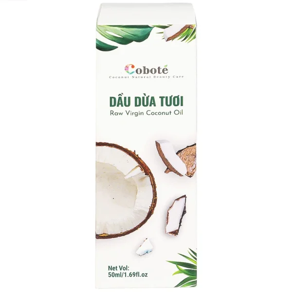 Dầu Dừa Tươi Raw Virgin Coconut Oil Coboté 50ml dưỡng ẩm da, dưỡng tóc, chăm sóc răng miệng
