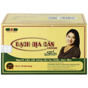 Viên uống Bạch Địa Căn Hose Hoa Sen dùng cho người cảm sốt nóng cần hạ nhiệt, đau đầu (10 vỉ x 10 viên)