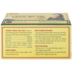 Viên uống Bạch Địa Căn Hose Hoa Sen dùng cho người cảm sốt nóng cần hạ nhiệt, đau đầu (10 vỉ x 10 viên)