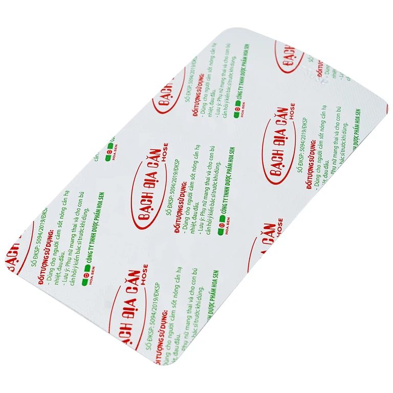 Viên uống Bạch Địa Căn Hose Hoa Sen dùng cho người cảm sốt nóng cần hạ nhiệt, đau đầu (10 vỉ x 10 viên)