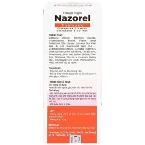 DẦU GỘI TRỊ GÀU NAZOREL SHAMPOO CICLOPIROX OLAMINE 100ML