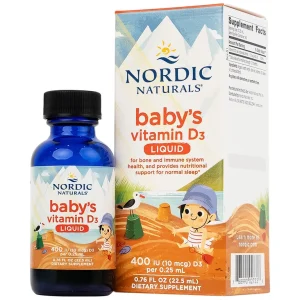 Dung dịch Nordic Naturals Baby's Vitamin D3 22.5ml bổ sung Vitamin D, tăng cường hấp thu canxi vào xương