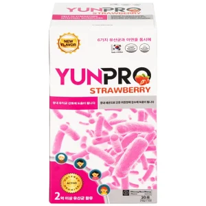 Men vi sinh Yunpro strawberry 2g DHG Pharma bổ sung lợi khuẩn bổ sung lợi khuẩn, giúp tăng cường hệ vi sinh đường ruột (20 gói)