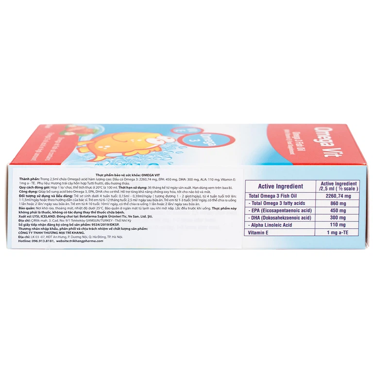 Thực phẩm bảo vệ sức khỏe Omega Vit Botafarma hỗ trợ tăng khả năng chống oxy hóa, tốt cho não bộ và mắt (100ml)
