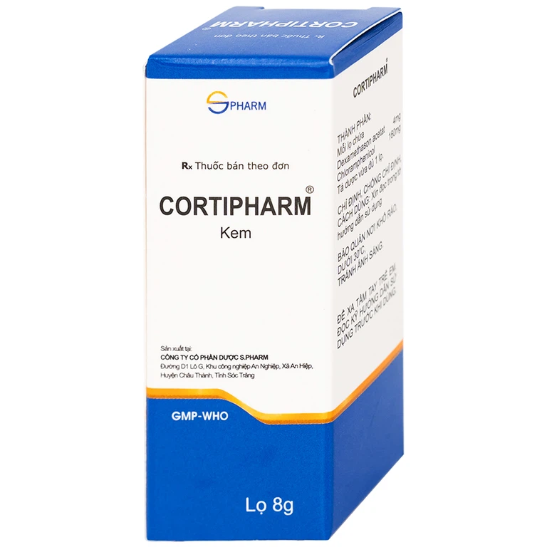 Kem bôi da Cortipharm 8g Spharm điều trị viêm da tiếp xúc, chốc lỡ, viêm nang lông