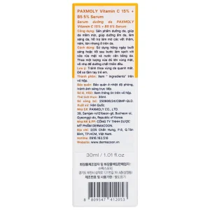 Serum Pax Moly Vitamin C 15% + B5 5% (Orange) giúp dưỡng ẩm, làm sáng da, làm mờ các vết thâm (30ml)