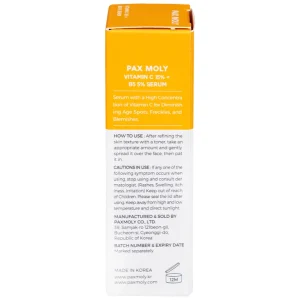 Serum Pax Moly Vitamin C 15% + B5 5% (Orange) giúp dưỡng ẩm, làm sáng da, làm mờ các vết thâm (30ml)