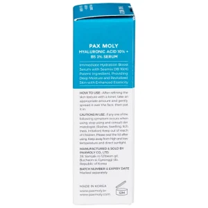 Serum Pax Moly Moisture Hyaluronic Acid 10% + B5 3% (Blue) giúp da mềm mịn, dưỡng ẩm, làm sáng da (30ml)