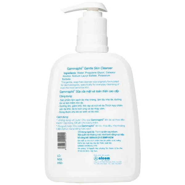 Sữa rửa mặt và toàn thân cao cấp Gammaphil Gentle Skin Cleanser 500ml làm sạch da, dịu nhẹ, dưỡng da