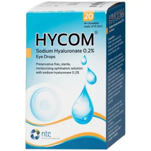 Dung dịch nhỏ mắt Hycom Sodium Hyaluronate 0.2% NTC Pharma giảm kích ứng, khô, rát mắt (20 ống x 0.5ml)