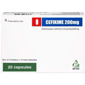 Thuốc Cefixime 200mg Tv.Pharma điều trị các bệnh nhiễm khuẩn đường niệu, viêm thận (2 vỉ x 10 viên)