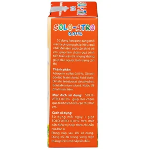 Dung dịch nhỏ mắt Solo-Atro Solopharm kiểm soát cận thị ở trẻ em, làm chậm quá trình tiến triển cận thị (5ml)