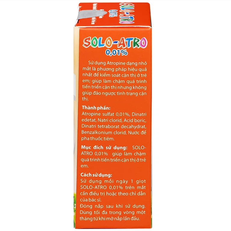 Dung dịch nhỏ mắt Solo-Atro Solopharm kiểm soát cận thị ở trẻ em, làm chậm quá trình tiến triển cận thị (5ml)