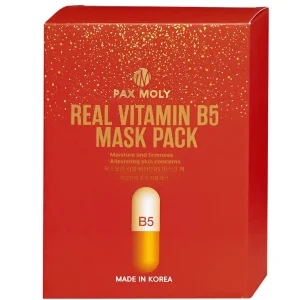 Mặt nạ Pax Moly Real Vitamin B5 Mask Pack 10 miếng (Red) giúp da mềm mịn, giúp dưỡng ẩm da, làm dịu da