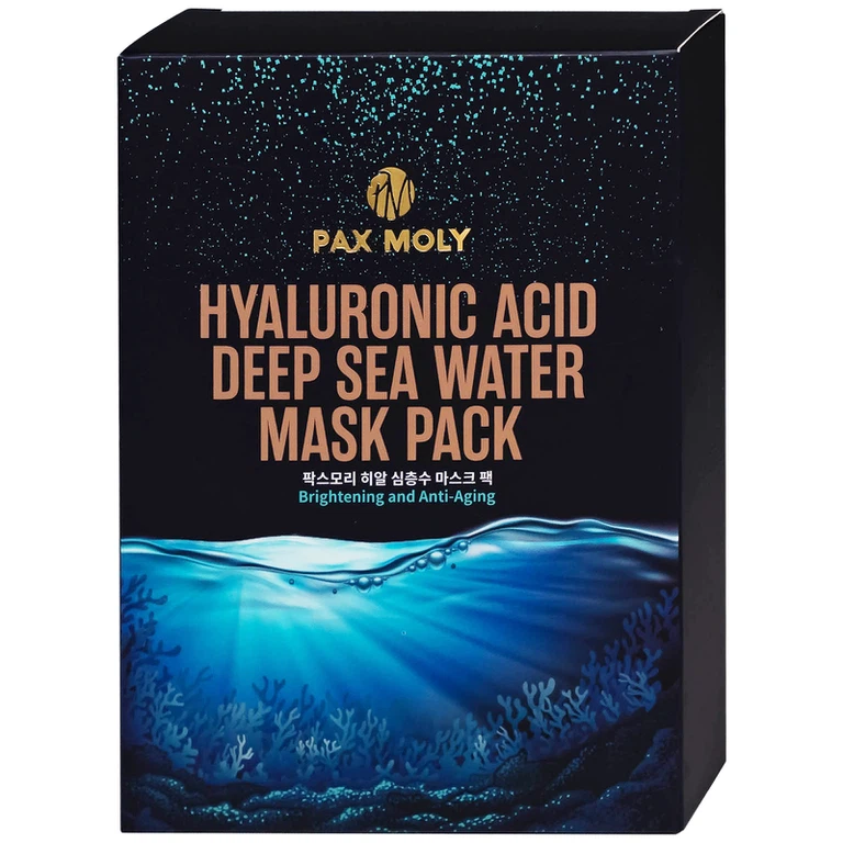 Mặt nạ Pax Moly Hyaluronic Acid Deep Sea Water Mask Pack (Blue) giúp da mềm mịn, dưỡng ẩm da (10 miếng)