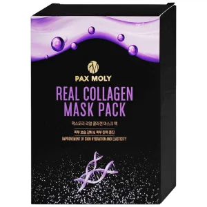 Mặt nạ Pax Moly Real Collagen Mask Pack 10 miếng (Violet) giúp da mềm mịn, cải thiện độ đàn hồi da