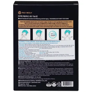 Mặt nạ Pax Moly Hyaluronic Acid Deep Sea Water Mask Pack (Blue) giúp da mềm mịn, dưỡng ẩm da (10 miếng)