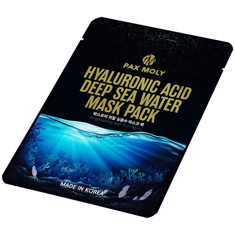 Mặt nạ Pax Moly Hyaluronic Acid Deep Sea Water Mask Pack (Blue) giúp da mềm mịn, dưỡng ẩm da (10 miếng)