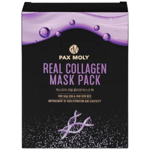 Mặt nạ Pax Moly Real Collagen Mask Pack 10 miếng (Violet) giúp da mềm mịn, cải thiện độ đàn hồi da