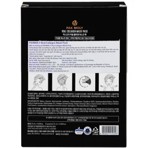 Mặt nạ Pax Moly Real Collagen Mask Pack 10 miếng (Violet) giúp da mềm mịn, cải thiện độ đàn hồi da