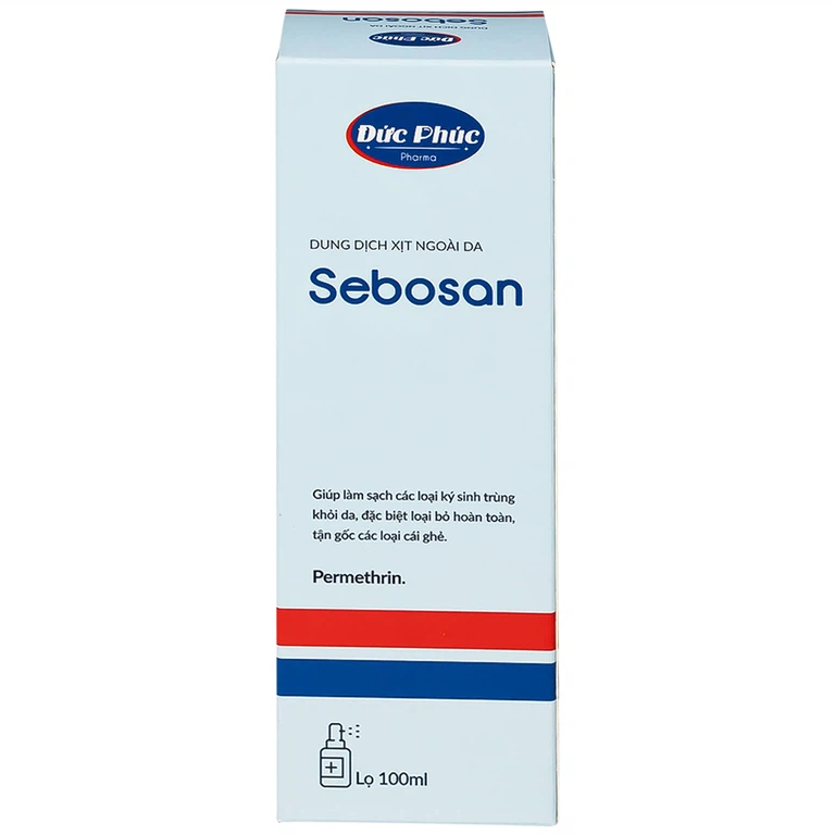 Dung dịch xịt ngoài da Sebosan 100ml Đức Phúc vệ sinh, làm sạch các loại ký sinh trùng khỏi da