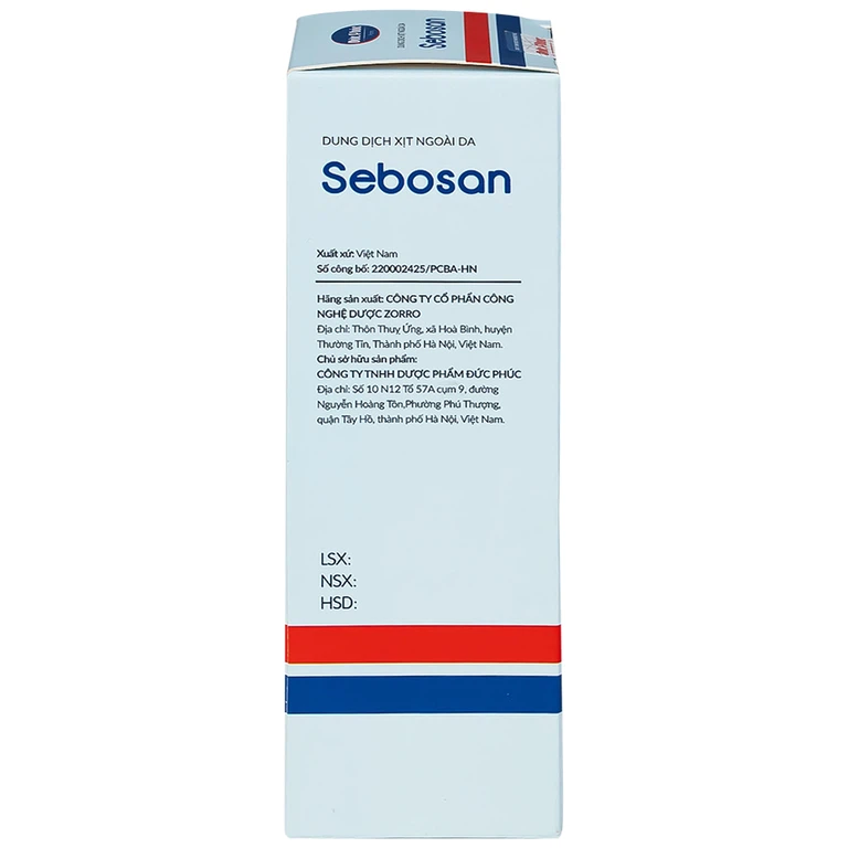 Dung dịch xịt ngoài da Sebosan 100ml Đức Phúc vệ sinh, làm sạch các loại ký sinh trùng khỏi da