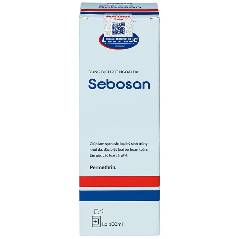 Dung dịch xịt ngoài da Sebosan 100ml Đức Phúc vệ sinh, làm sạch các loại ký sinh trùng khỏi da
