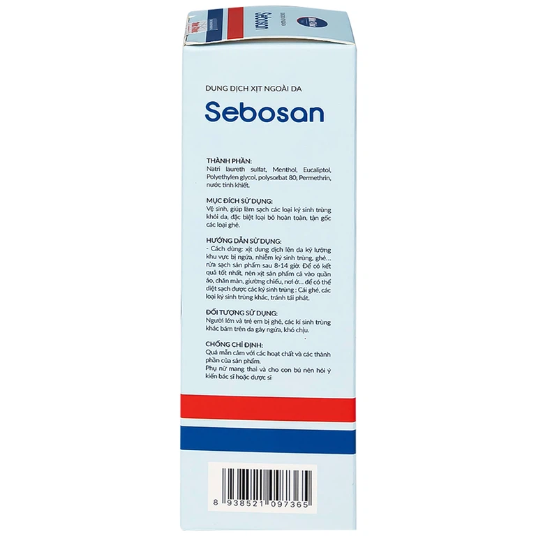 Dung dịch xịt ngoài da Sebosan 100ml Đức Phúc vệ sinh, làm sạch các loại ký sinh trùng khỏi da