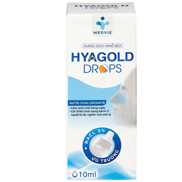 Dung dịch nhỏ mũi Hyagold Drops 10ml Medvie làm sạch mũi
