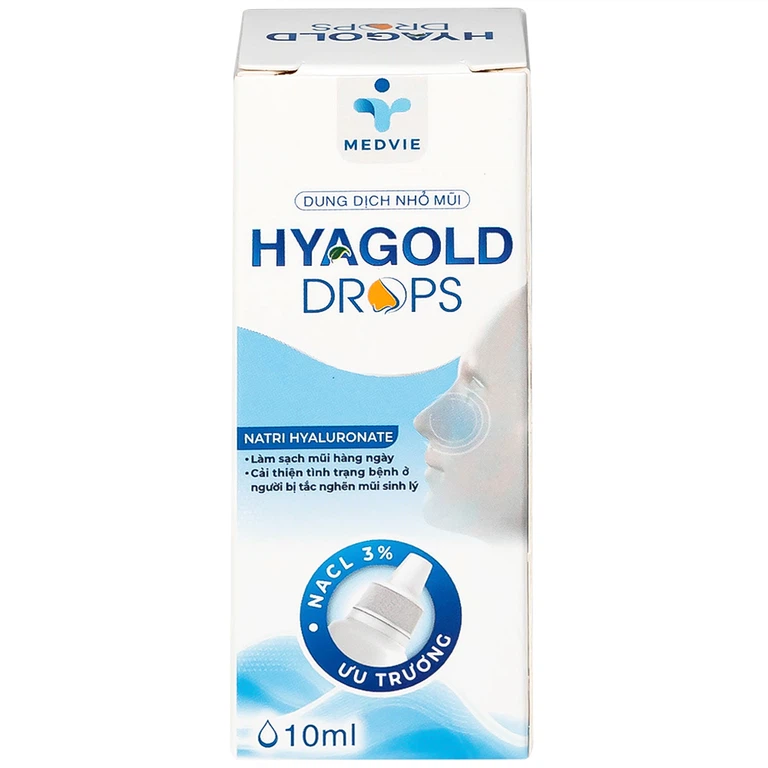 Dung dịch nhỏ mũi Hyagold Drops 10ml Medvie làm sạch mũi