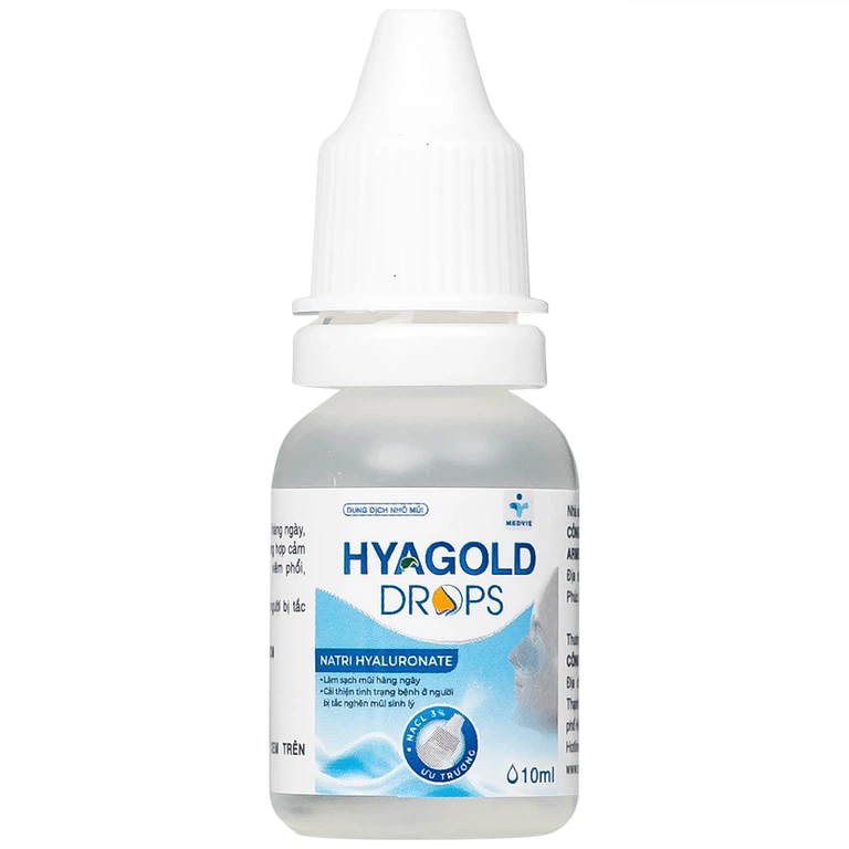 Dung dịch nhỏ mũi Hyagold Drops 10ml Medvie làm sạch mũi