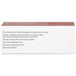 Thuốc Eliquis 2.5mg Pfizer giúp phòng ngừa biến cố thuyên tắc huyết khối tĩnh mạch (2 vỉ x 10 viên)