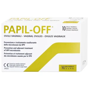 Viên đặt âm đạo Papil-Off Mar-Farma giúp phòng ngừa và hỗ trợ điều trị các tổn thương do HPV (2 vỉ x 5 viên)