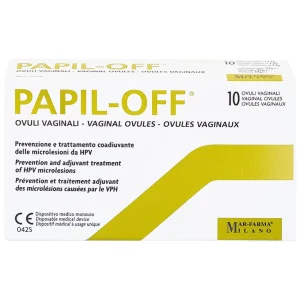Viên đặt âm đạo Papil-Off Mar-Farma giúp phòng ngừa và hỗ trợ điều trị các tổn thương do HPV (2 vỉ x 5 viên)