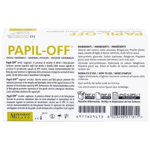 Viên đặt âm đạo Papil-Off Mar-Farma giúp phòng ngừa và hỗ trợ điều trị các tổn thương do HPV (2 vỉ x 5 viên)