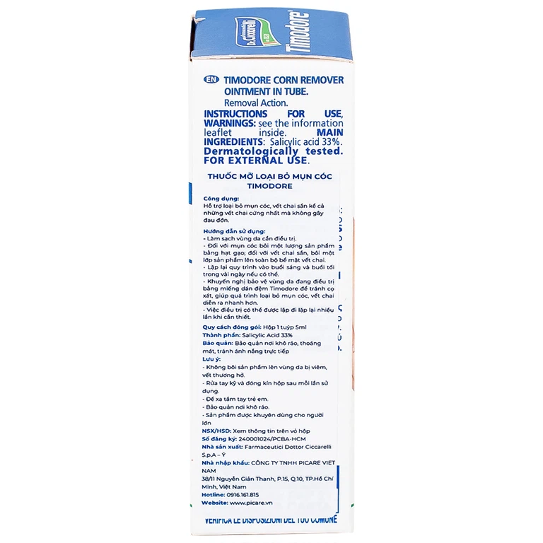 Thuốc mỡ Timodore Pomata Callifugo Ciccarell trị mụn cóc, vết chai (5ml)