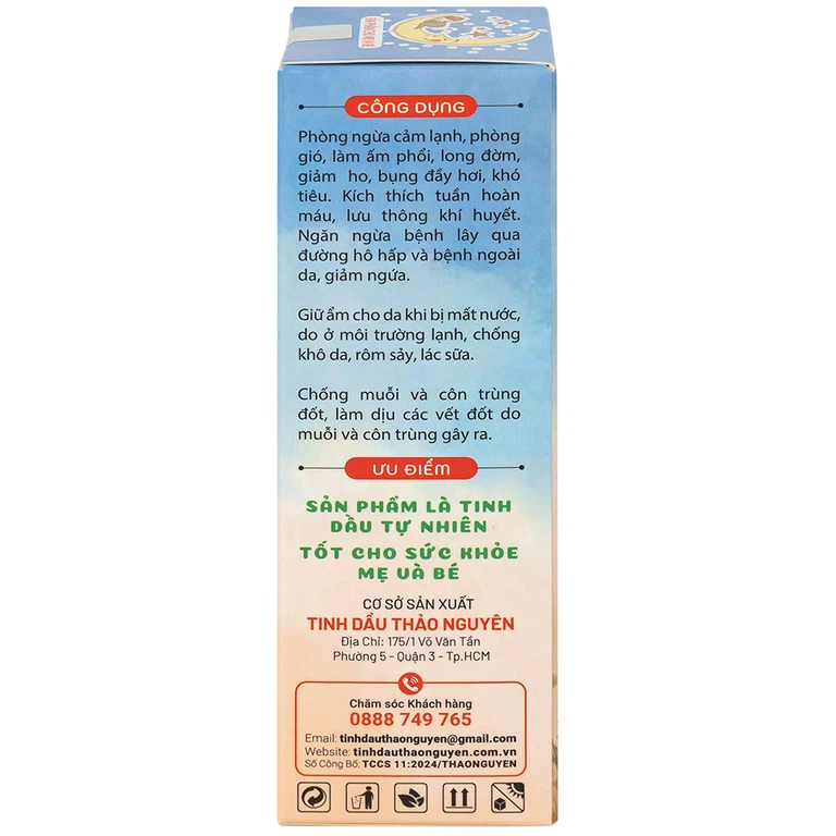 Tinh dầu cho bé sơ sinh Thảo Nguyên giúp phòng ngừa cảm lạnh, phòng gió, làm ấm phổi (50ml)