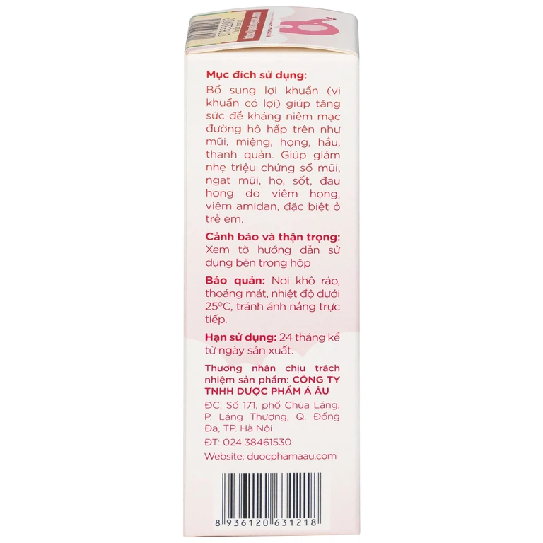 Nhỏ mũi họng lợi khuẩn Subavax 10ml Á Âu tăng sức đề kháng niêm mạc đường hô hấp trên