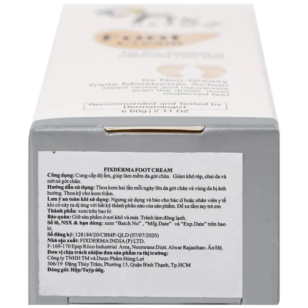 Kem dưỡng chống nứt gót chân Fixderma Foot Cream cung cấp độ ẩm, làm mềm da gót chân (60g)