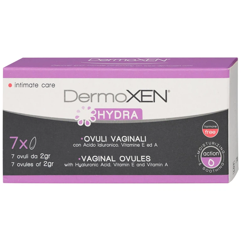 Viên đặt âm đạo DermoXEN® HYDRA Ekuberg Pharma làm ẩm, bảo vệ và làm mềm, giảm kích ứng (1 vỉ x 7 viên)