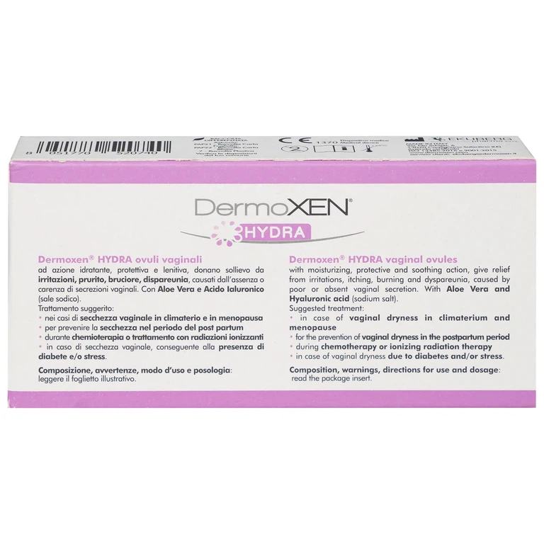 Viên đặt âm đạo DermoXEN® HYDRA Ekuberg Pharma làm ẩm, bảo vệ và làm mềm, giảm kích ứng (1 vỉ x 7 viên)