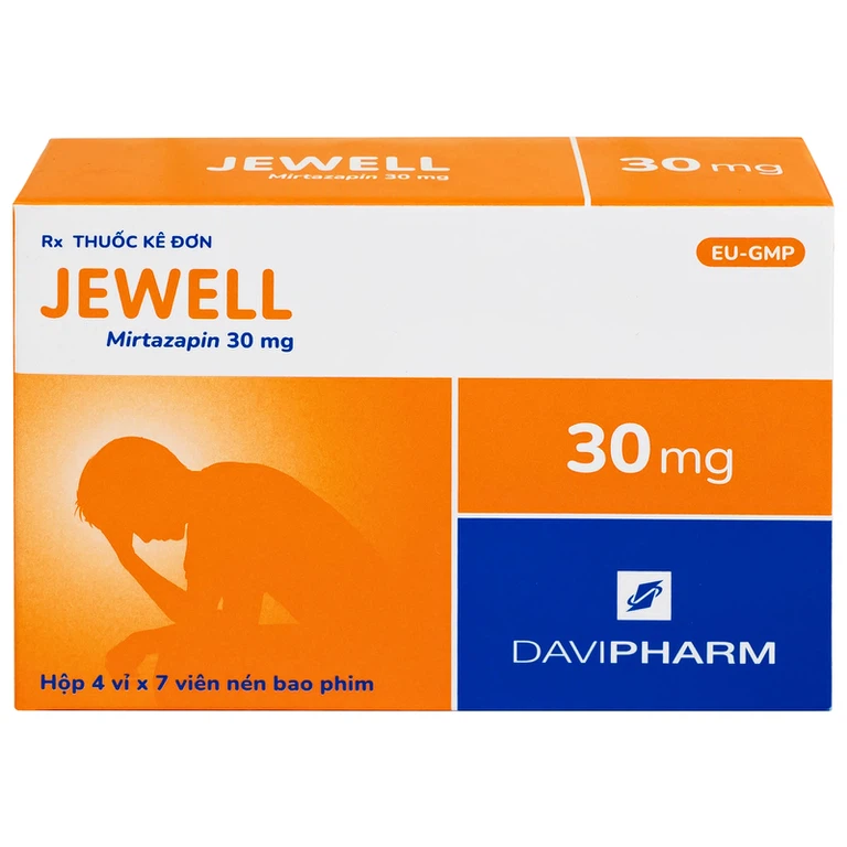 Viên nén Jewell 30mg Davipharm điều trị các đợt trầm cảm nặng (4 vỉ x 7 viên)