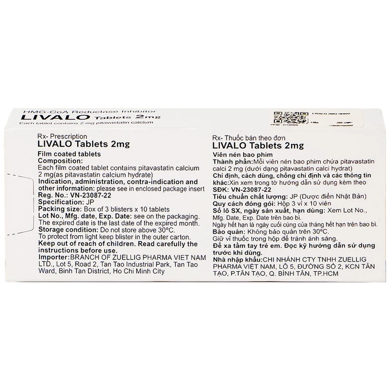 Thuốc Livalo 2mg Kowa điều trị tăng lipid máu nguyên (3 vỉ x 10 viên)