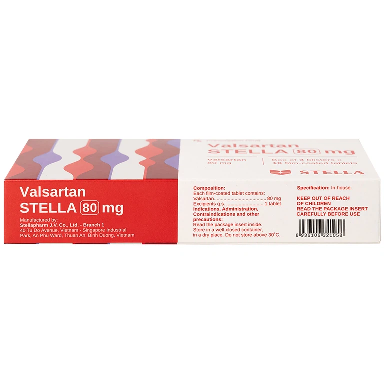 Thuốc Vansartan 80mg Stella điều trị tăng huyết áp, suy tim (3 vỉ x 10 viên)