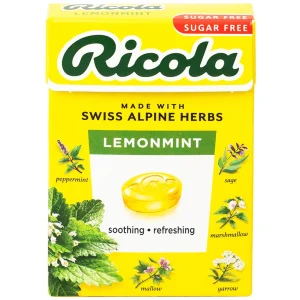 Kẹo ngậm không đường Ricola Lemont Mint thông cổ, mát họng, làm dịu cơn ho (40g)