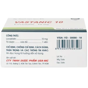 Thuốc Vastanic 10 Usa - Nic Pharma điều trị rối loạn lipid, làm giảm cholesterol (10 vỉ x 10 viên)
