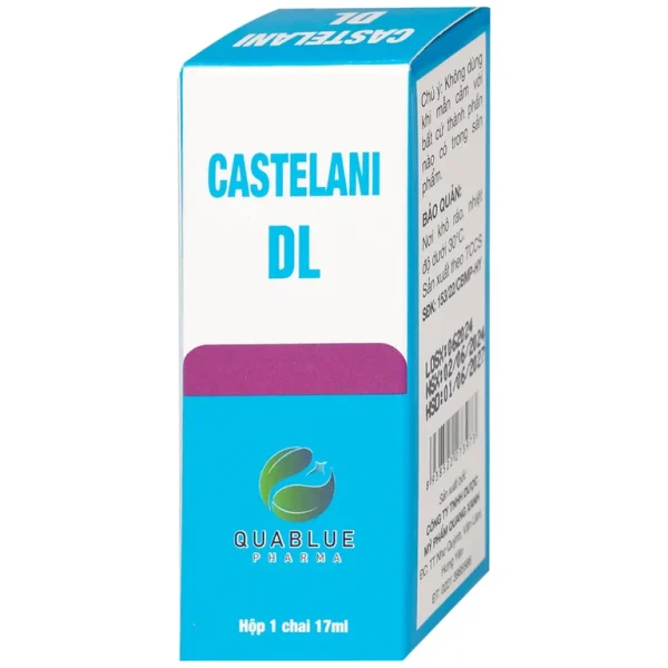 Dung dịch bôi ngoài da Castelani DL 17ml Quablue Pharma hỗ trợ phòng ngừa viêm da do bỏng da, lở loét