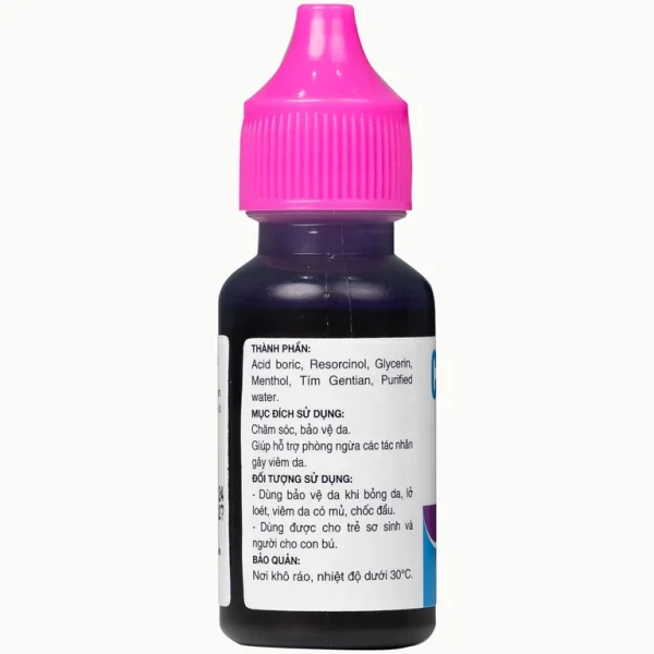 Dung dịch bôi ngoài da Castelani DL 17ml Quablue Pharma hỗ trợ phòng ngừa viêm da do bỏng da, lở loét
