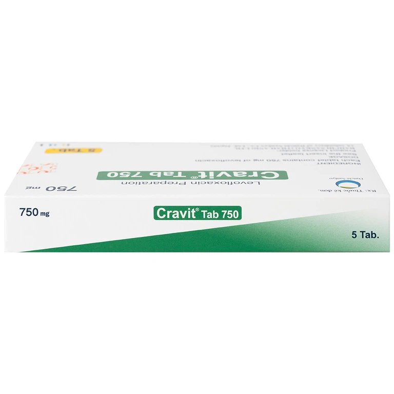Thuốc Cravit Tab 750mg Interthai Pharm điều trị nhiễm khuẩn nhẹ, trung bình và nặng (1 vỉ x 5 viên)