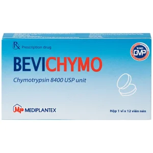 Thuốc Bevichymo Chymotrypsin 8400 Usp Mediplantex giảm đau, hạ sốt và kháng viêm (1 vỉ x 12 viên)
